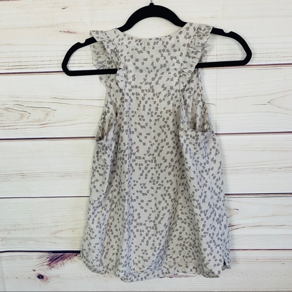 Martin + Osa gray flutter sleeve silk top … - Picture 2 of 7